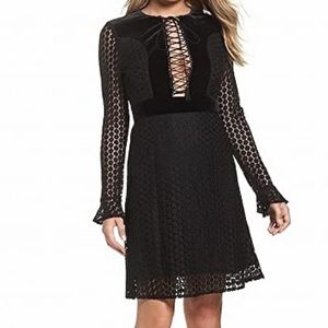 Foxiedox Black Lace-up Plunge Sheath Dress Size XS